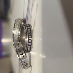 Set of Three Silver Boho Celestial Moon Fidget Rings 🩷 FREE ADD ON